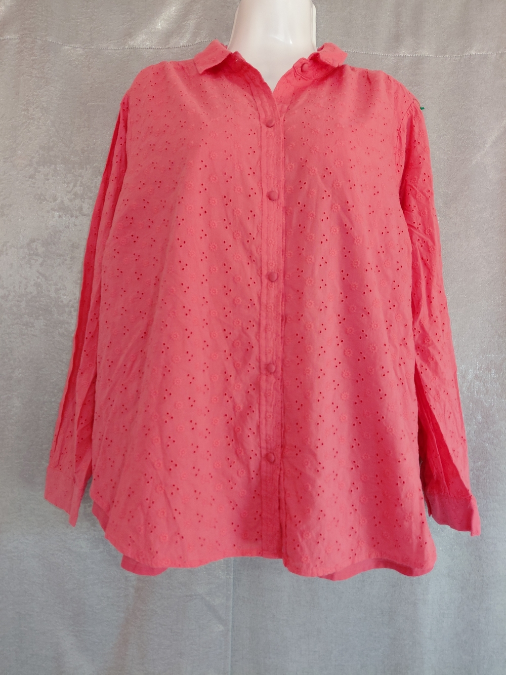 LC Lauren Conrad Coral Pink Eyelet Button Down Shirt Women’s Plus Size 2X